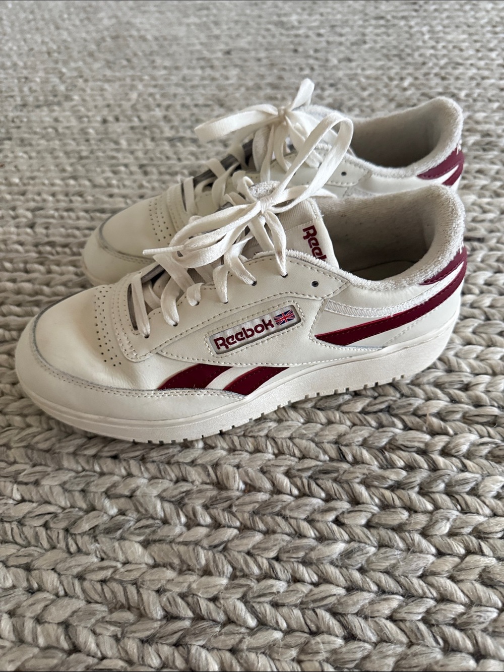 Reebok White and Maroon Low-Top Sneakers